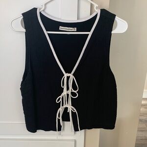 Abercrombie & Fitch Black Crop Top with White Ties